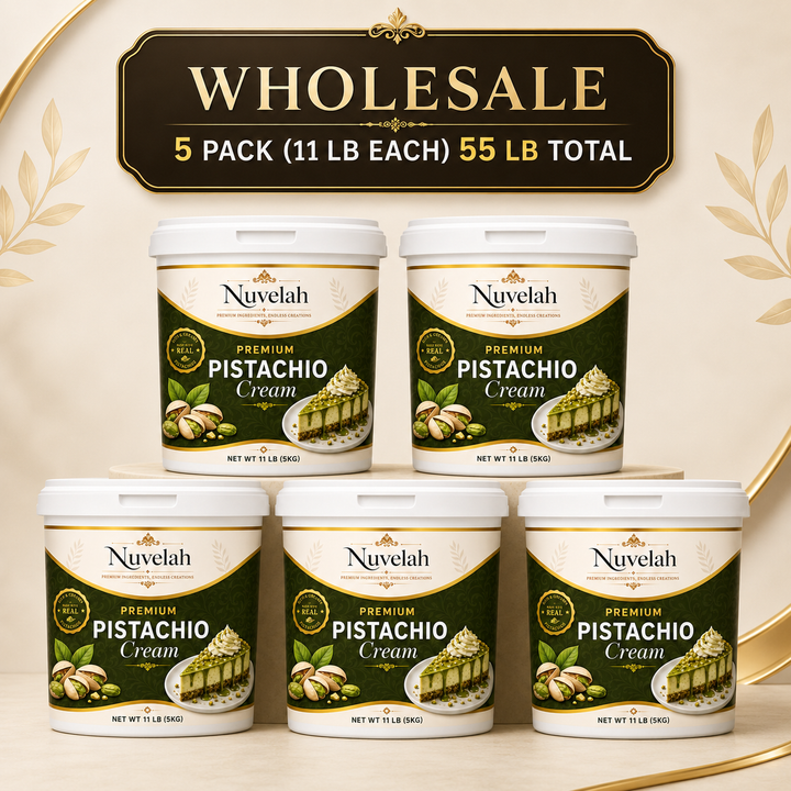 Nuvelah 5-Pack Wholesale Pistachio Spread Cream - Five 11 lb Buckets