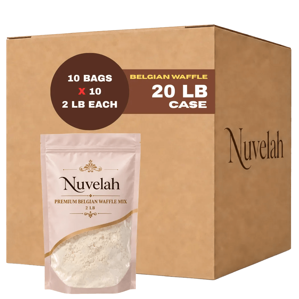 Nuvelah Belgian Waffle Mix 20 LB Case - 10 x 2 LB Wholesale Bags