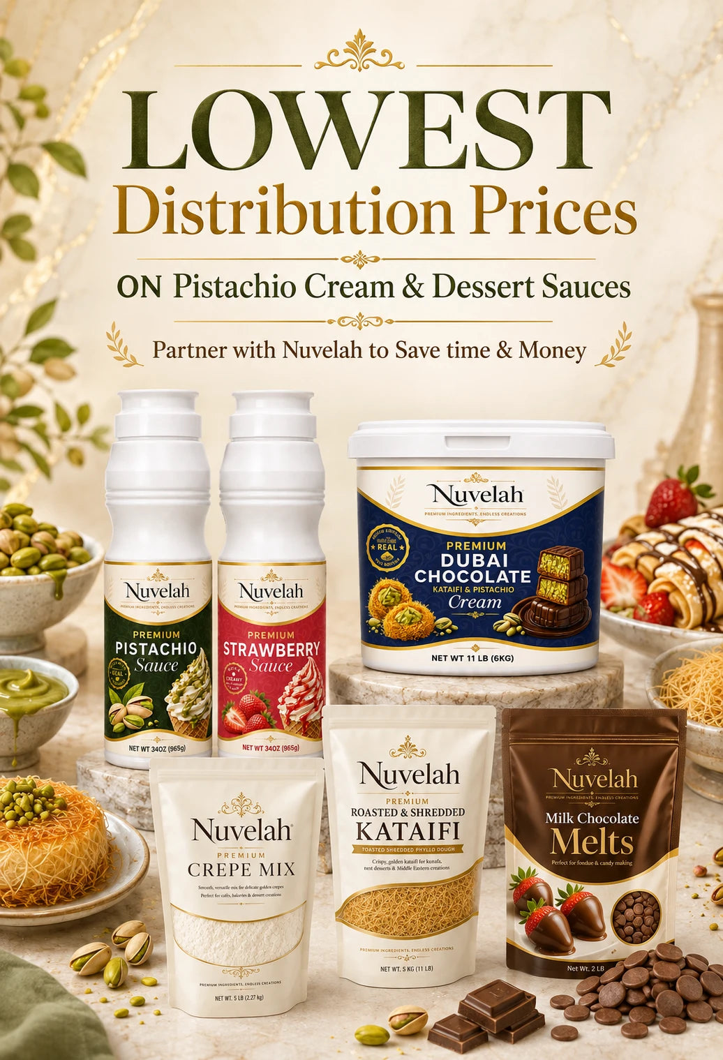 distribution pricing on premium pistachio sauce, pistachio cream - Nuvelah USA